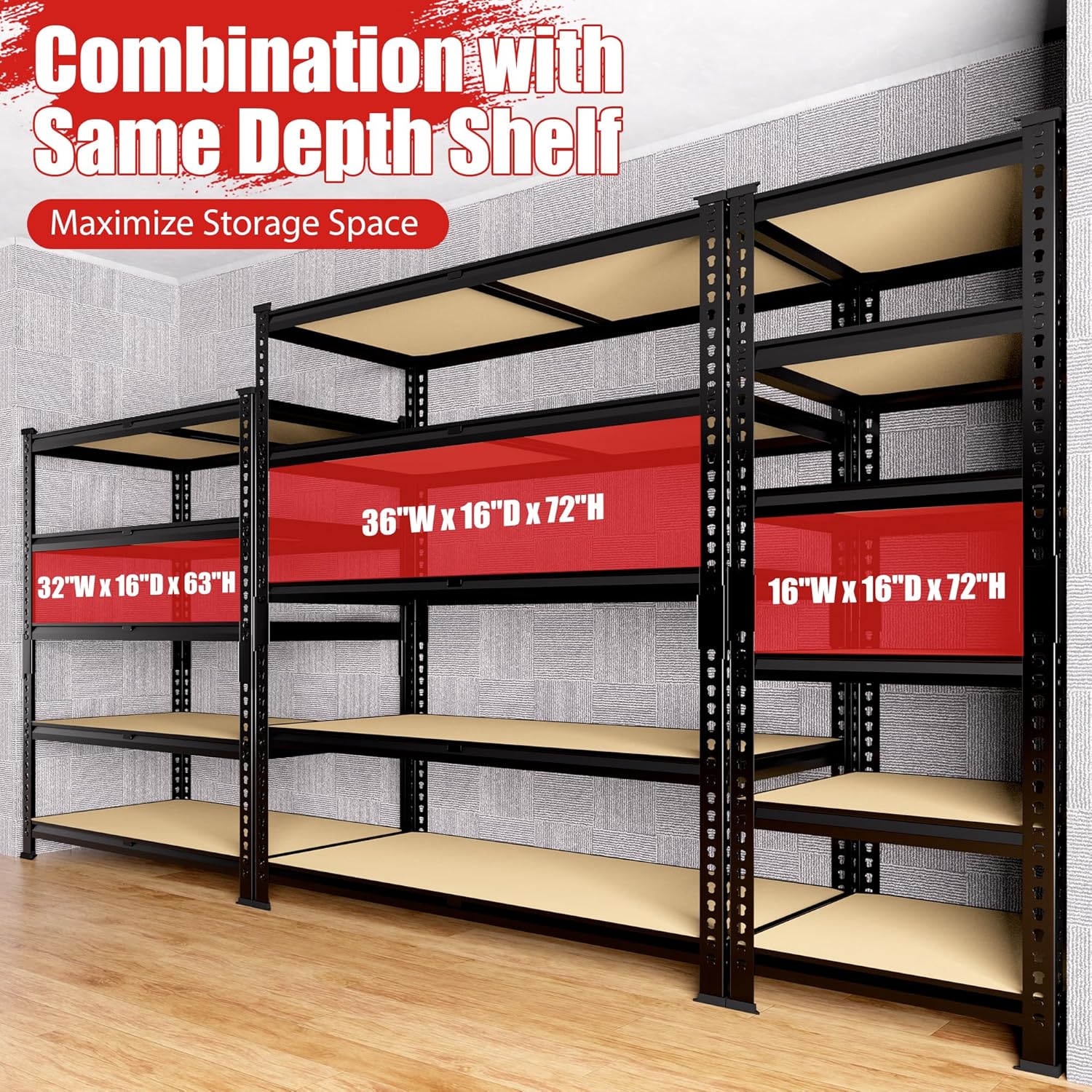 PrimeZone 6 Tier Garage Storage Shelves - Black