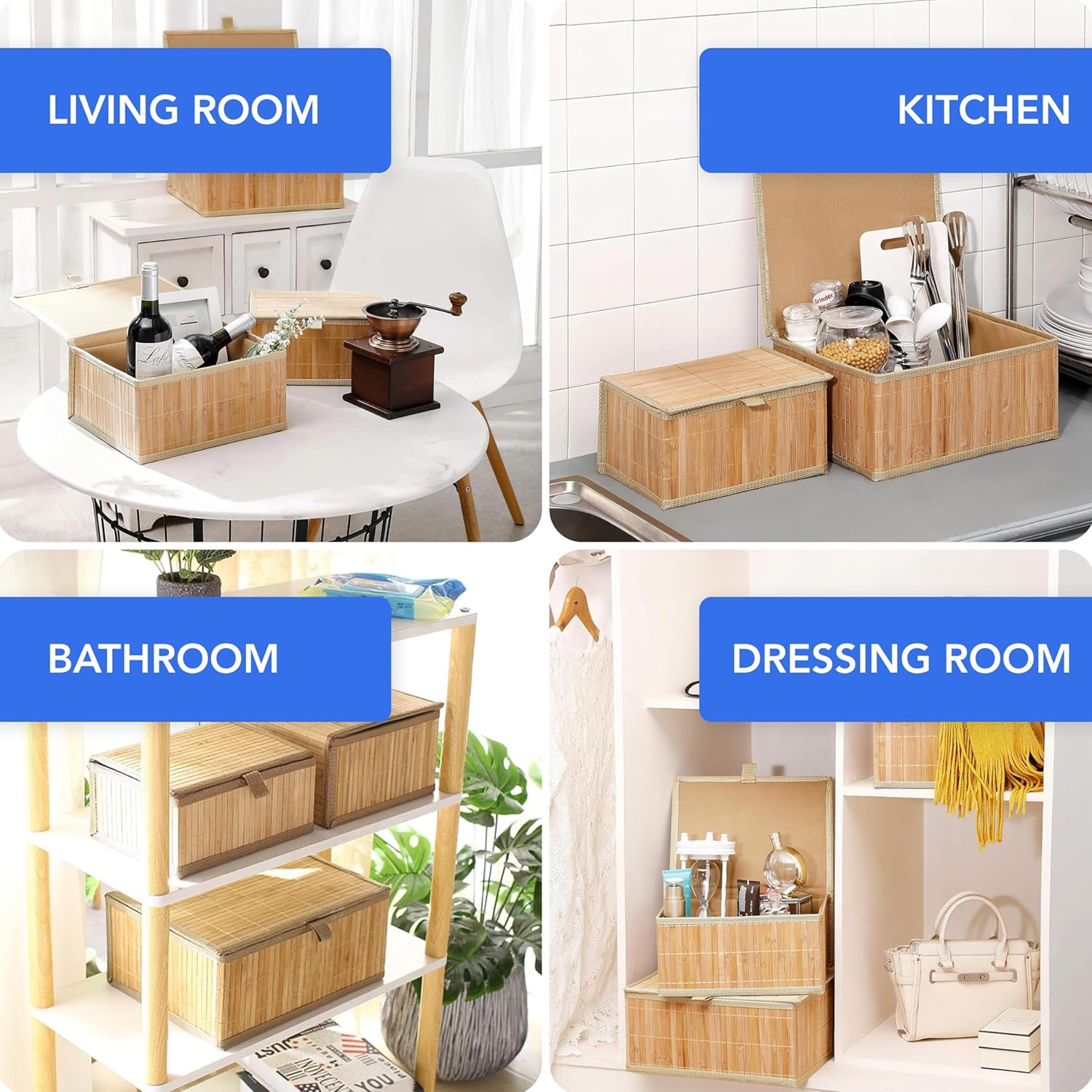 Bamodi Bamboo Storage Boxes Set of 3