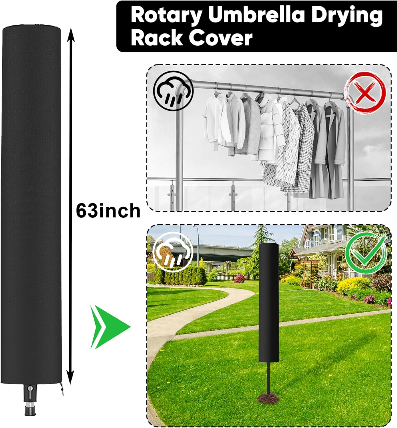 MYOYAY 4 Arm Rotating Clothesline with 165ft Rope
