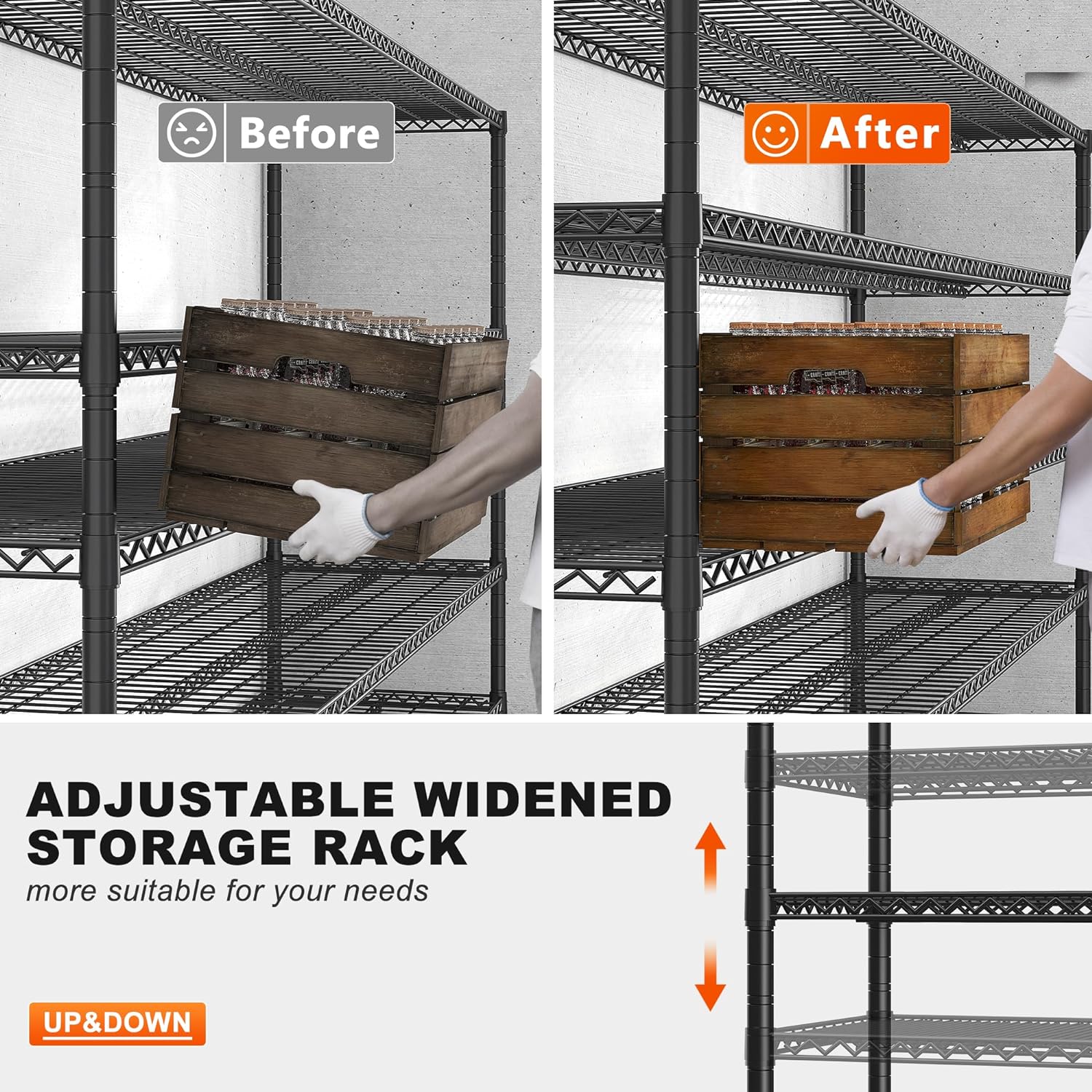 REIBII 857 Inch Heavy Duty Storage Shelving Unit with Wheels and Feet
