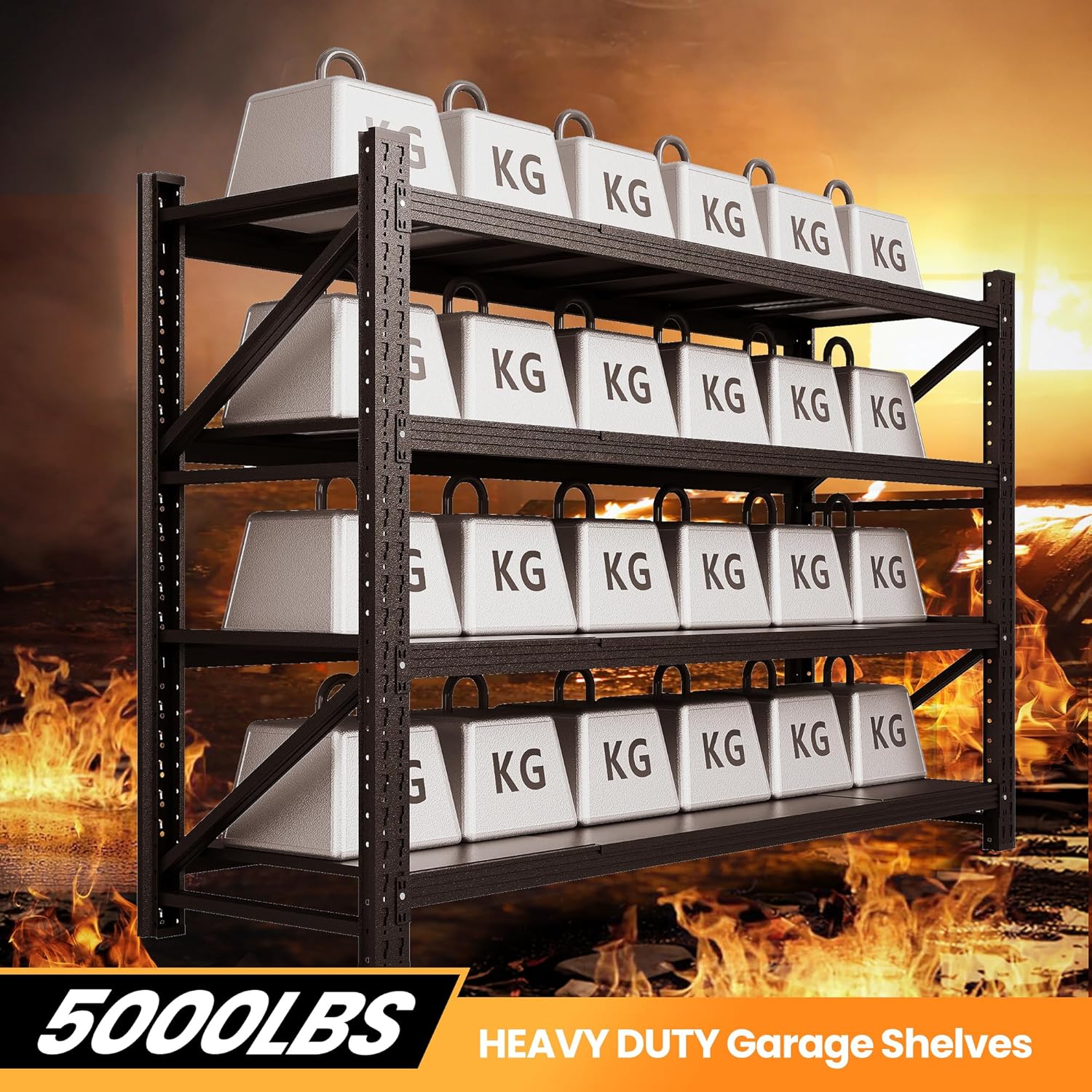 AFAIF 71 W Heavy Duty Metal Storage Shelves 4 Tier Black
