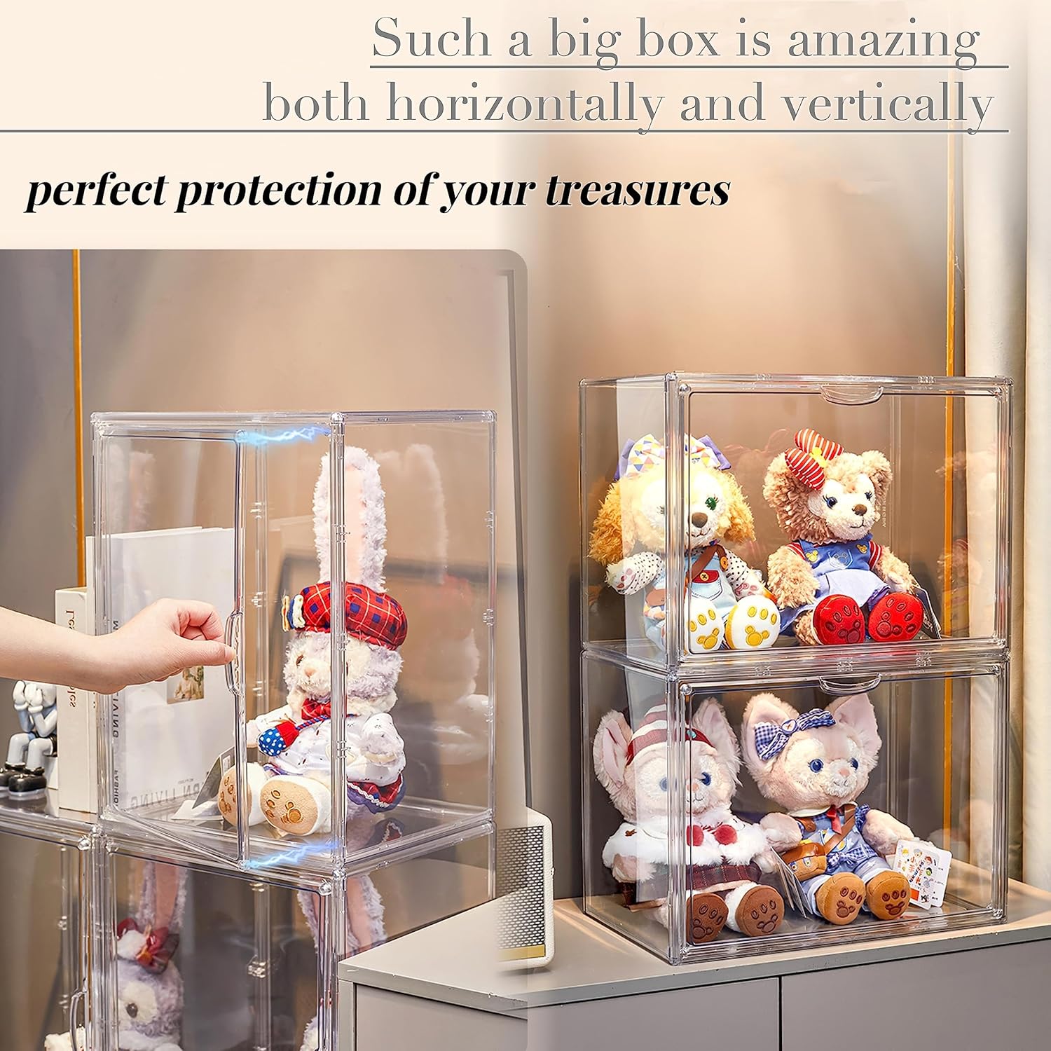 Attelite XX-Large Clear Display Case Stackable Plastic Storage Bins with Lid