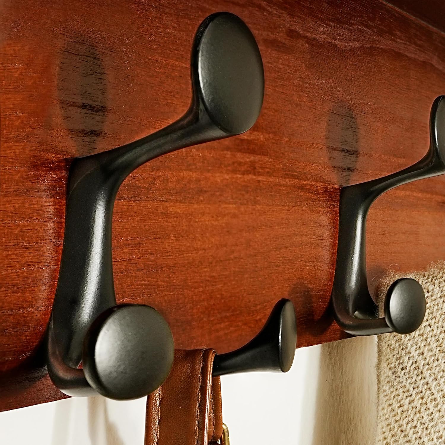 SKOLOO Wall Shelf with Hooks 24-Inch Cherry Coat Rack Organizer - Lightweight Sturdy