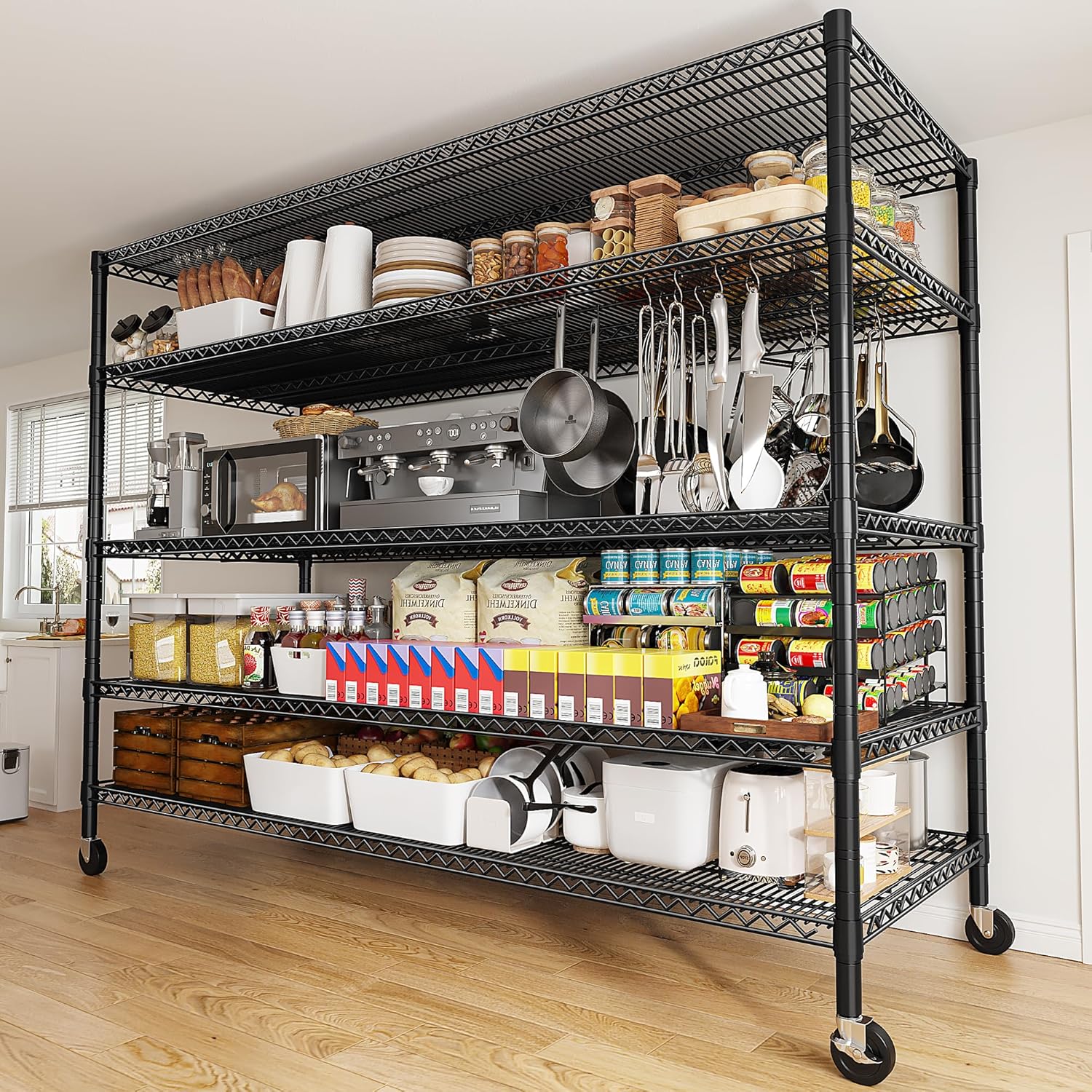 REIBII 857 Inch Heavy Duty Storage Shelving Unit with Wheels and Feet