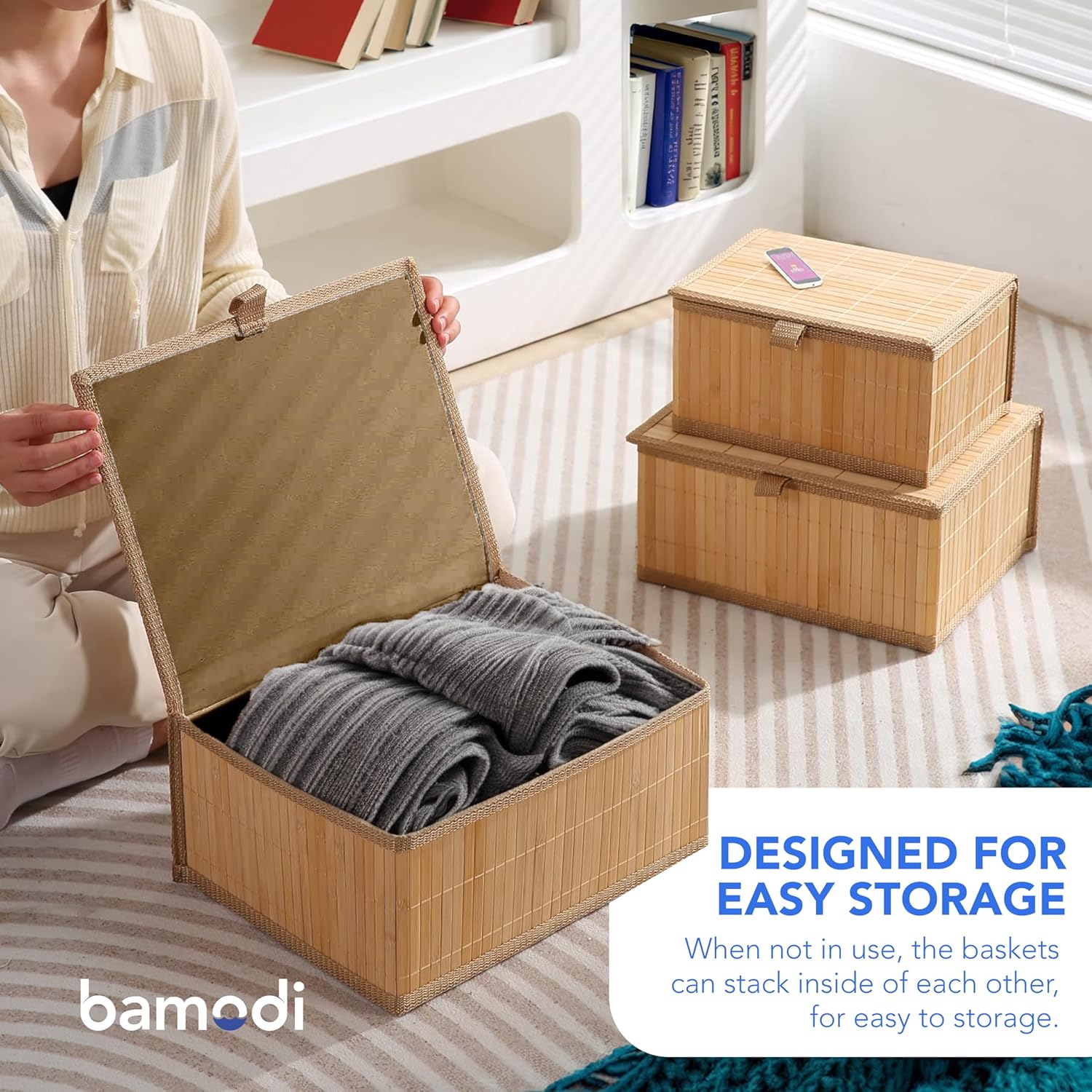 Bamodi Bamboo Storage Boxes Set of 3