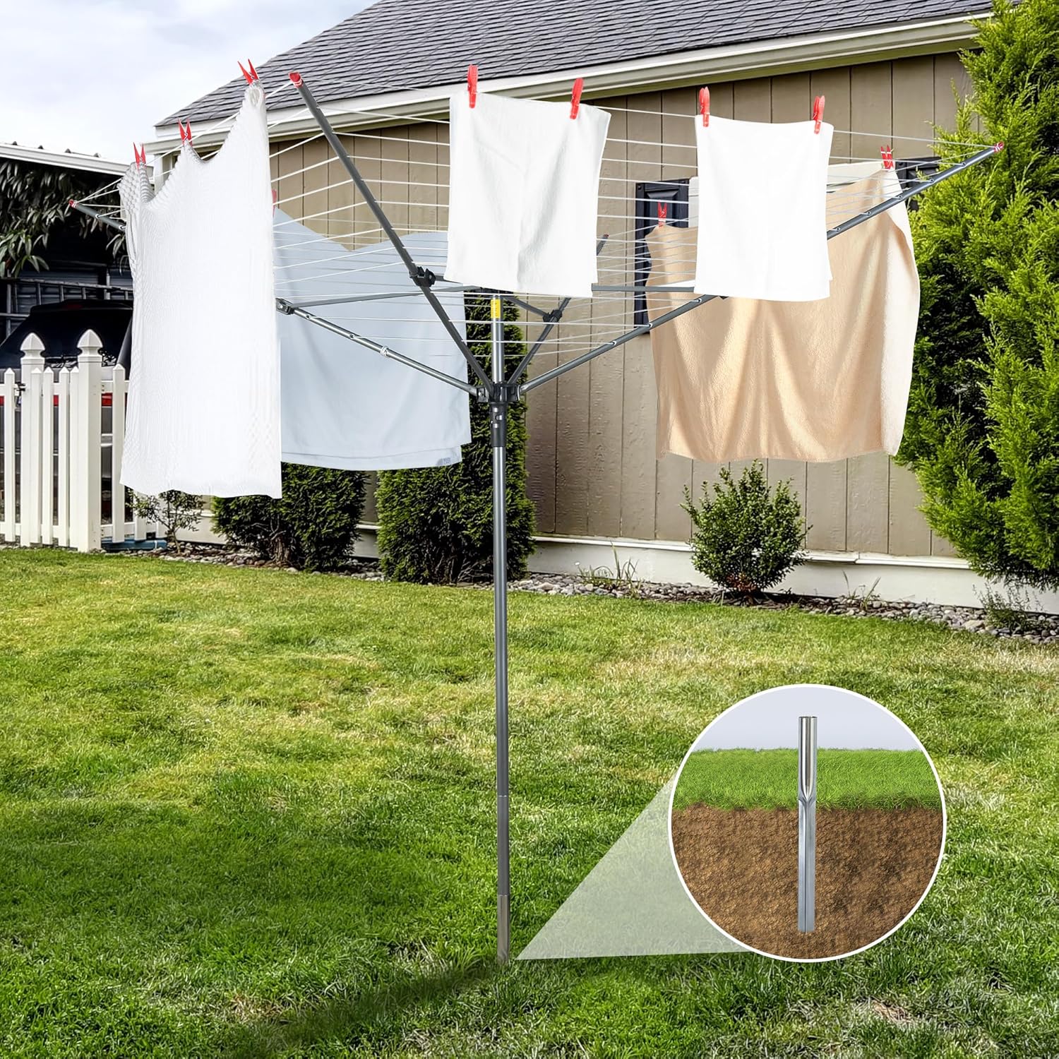 STO STO Heavy Duty Rotary Clothesline with Ground Spike