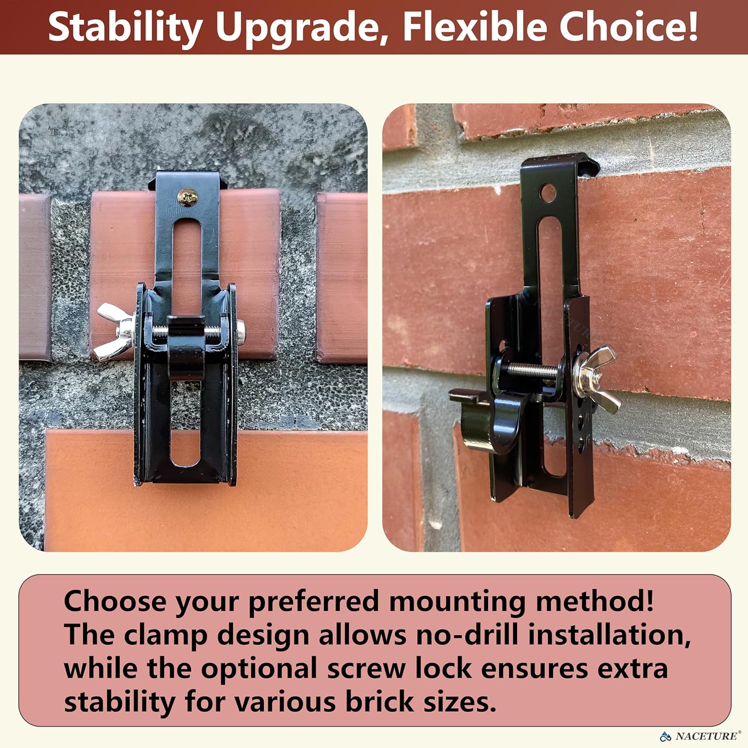 NACETURE Adjustable Brick Wall Clips 4 Pack