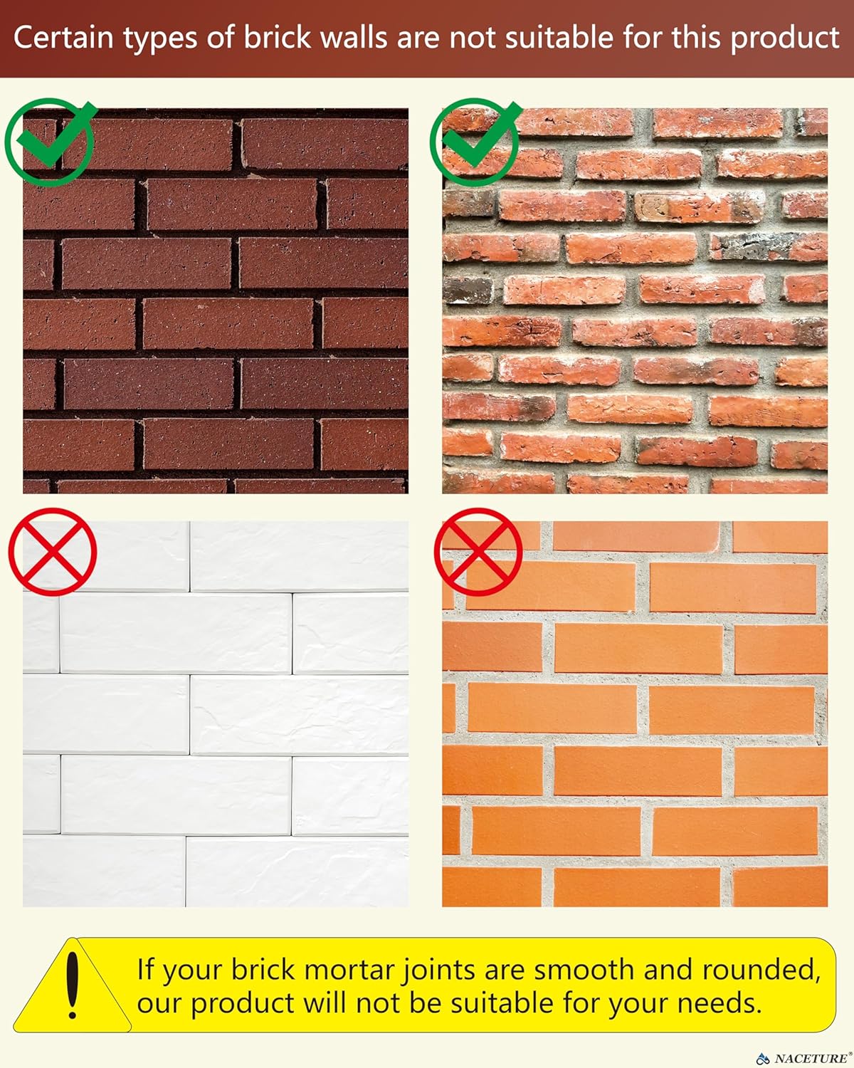 NACETURE Adjustable Brick Wall Clips 4 Pack