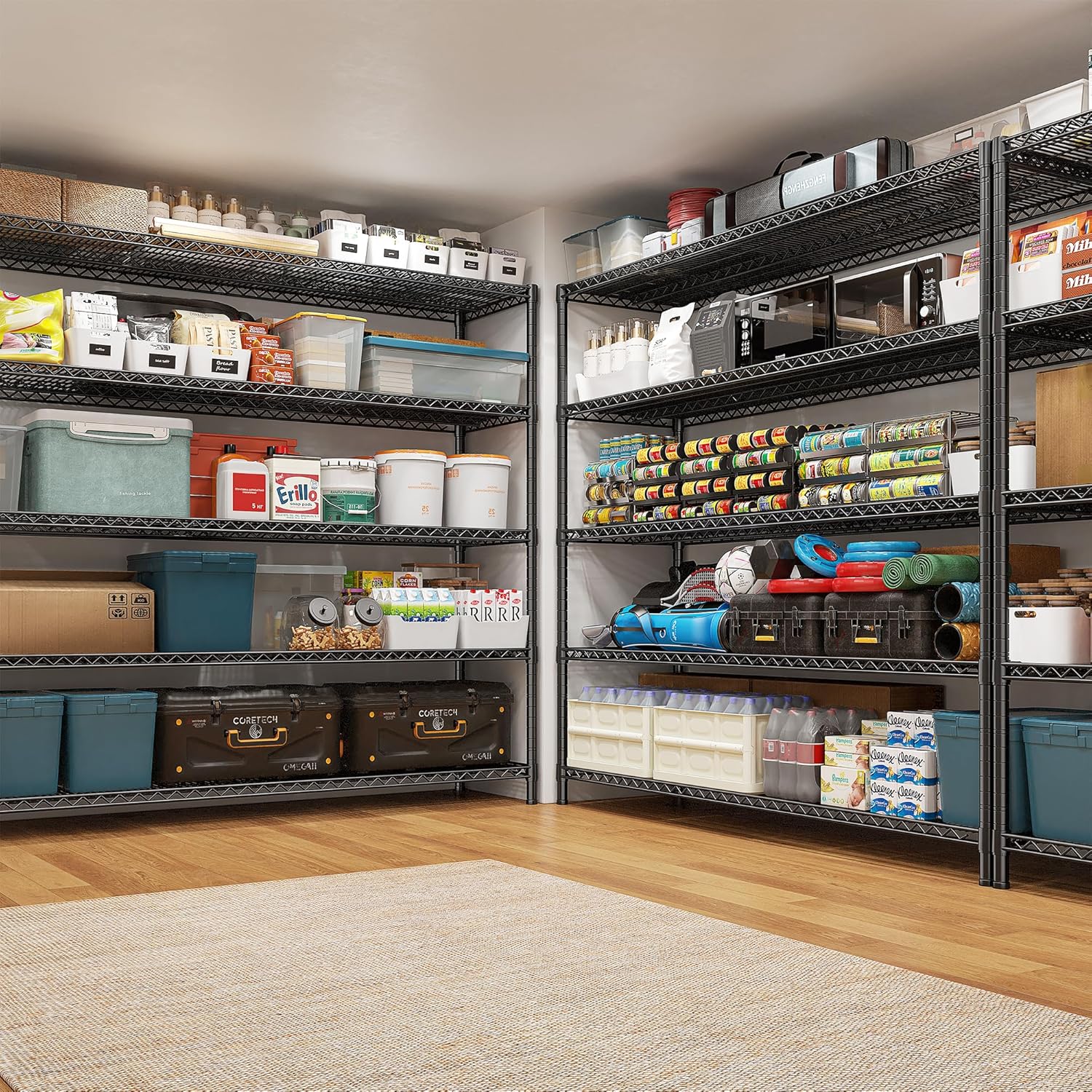 REIBII 857 Inch Heavy Duty Storage Shelving Unit with Wheels and Feet