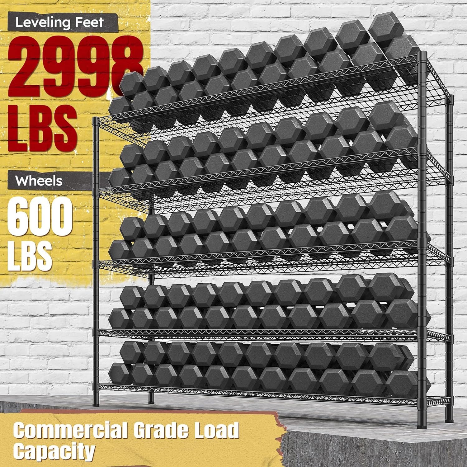 REIBII 857 Inch Heavy Duty Storage Shelving Unit with Wheels and Feet