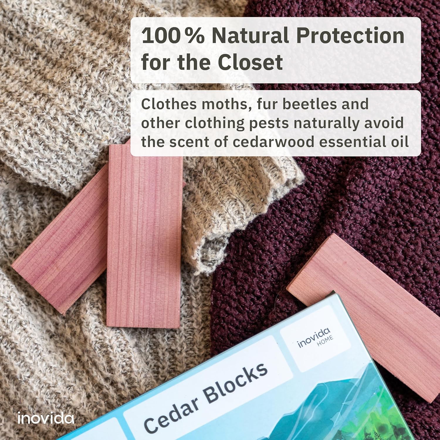 16 American Cedar Wood Blocks for Moth Protection and Fresh Scent